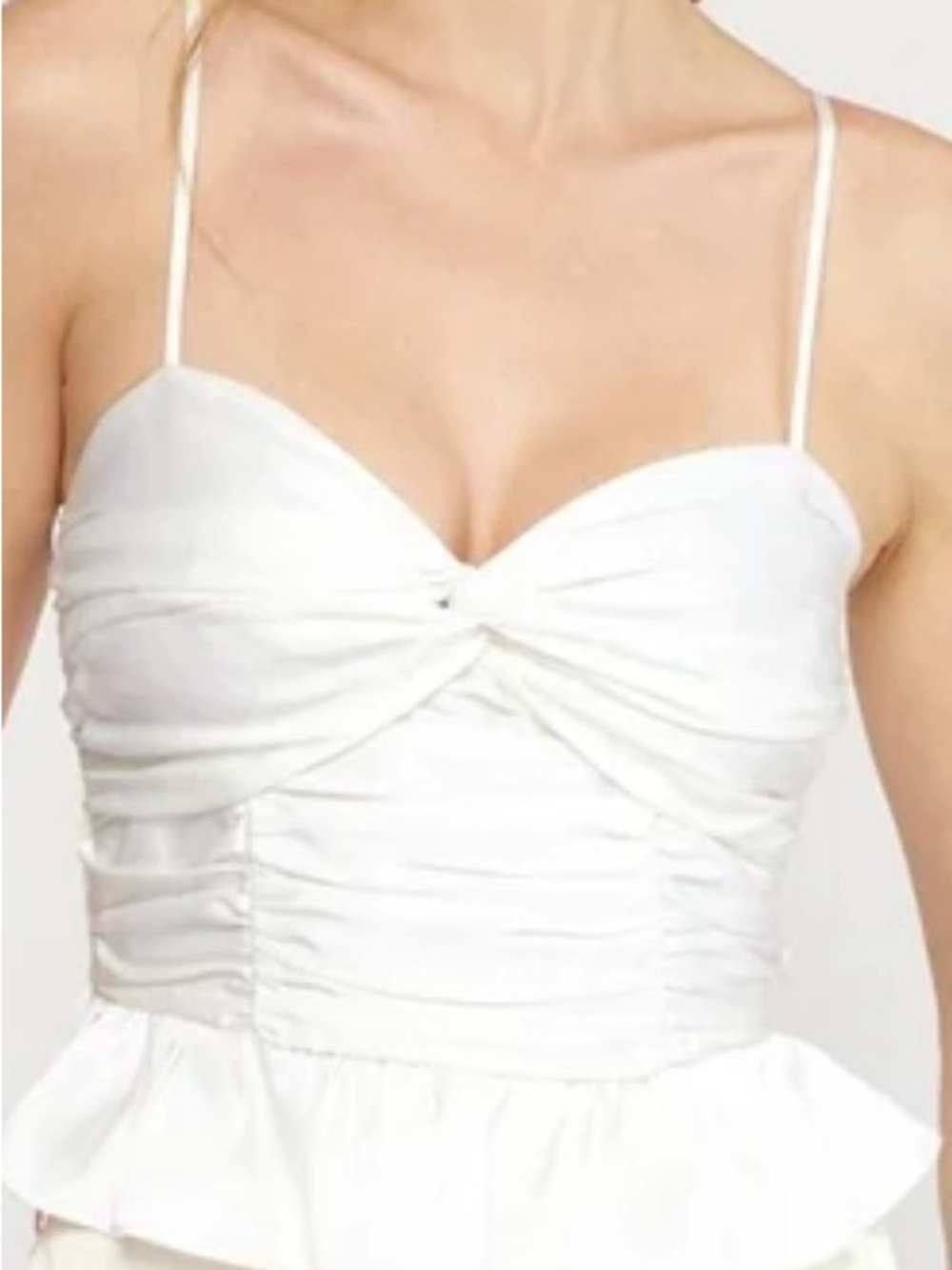 White Ruched Peplum top